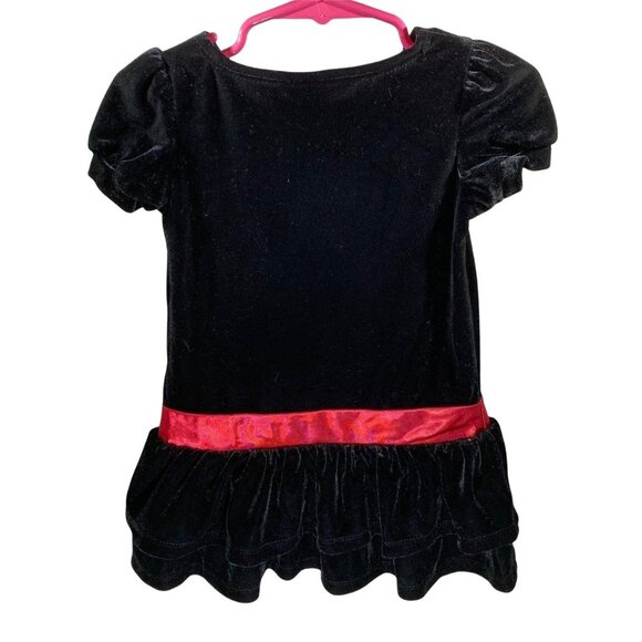 Circo Black Dress Girls 18 mo Black Velour Short Sleeve Red Bow Party Holiday - Picture 2 of 7